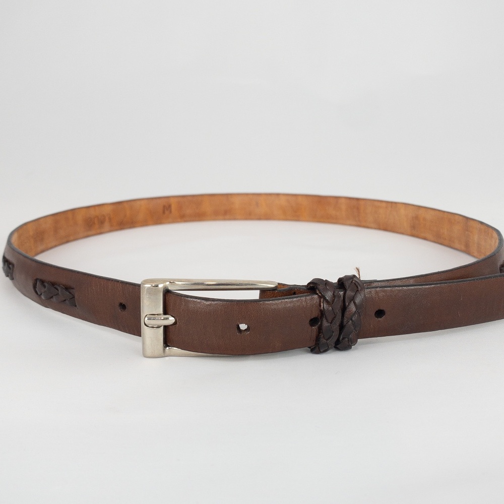 VALMARS Belt Woman's Medium Brown Leather Braided Belt Made In Italy